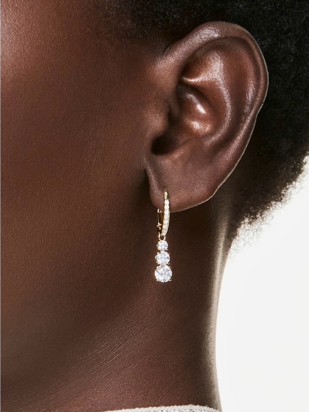 Gold Drop Swarovski Hoop Earrings - Elegant Stones NEW IN BOX